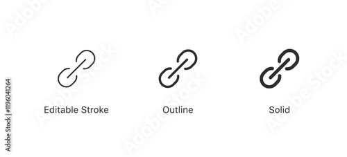 Link icon, attach link sign icon . internet url icon symbol . connection, attachment, connect, hyperlink icons button. editable stroke outline style for app user interface and web vector elements