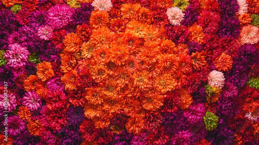Vibrant Chrysanthemum Flower Wall Background in Stunning Reds Vibrant Chrysanthemum Flower Wall Background in Stunning Reds