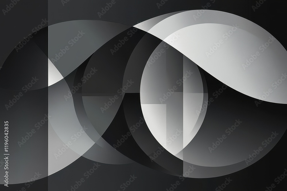 Abstract grayscale overlapping circles and shapes design Abstract grayscale overlapping circles and shapes design