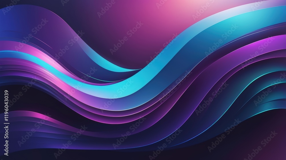 Obraz premium Futuristic Neon Landscape with Abstract Waves