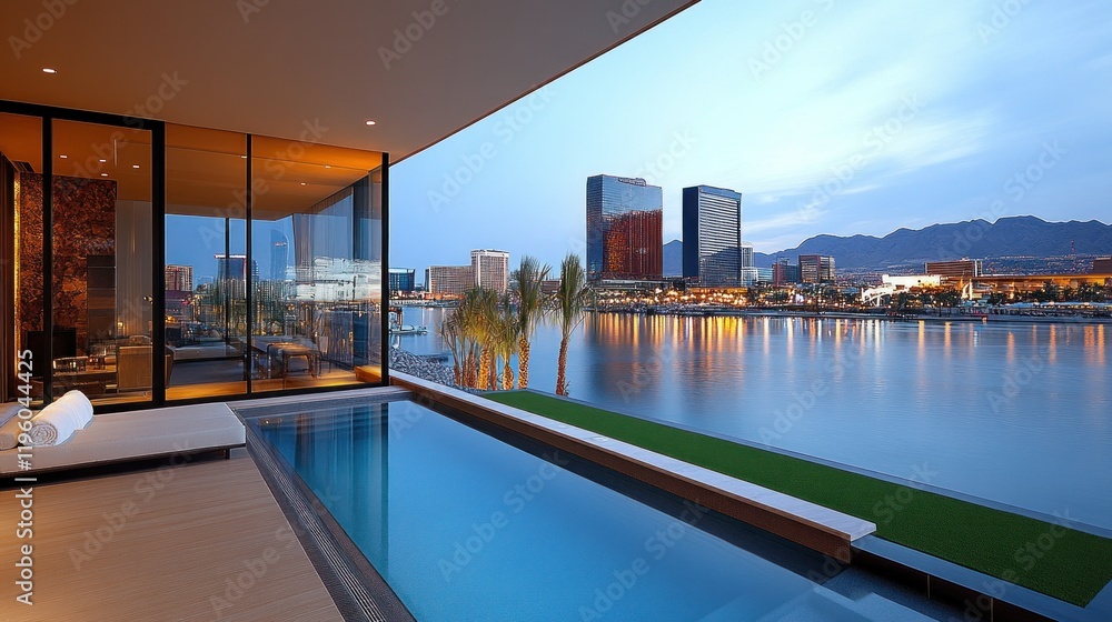 Obraz premium Luxury Suite with Private Pool and City View