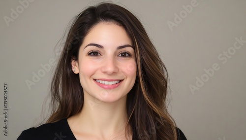 Wallpaper Mural Woman smiling, headshot, studio, neutral background, profile picture Torontodigital.ca