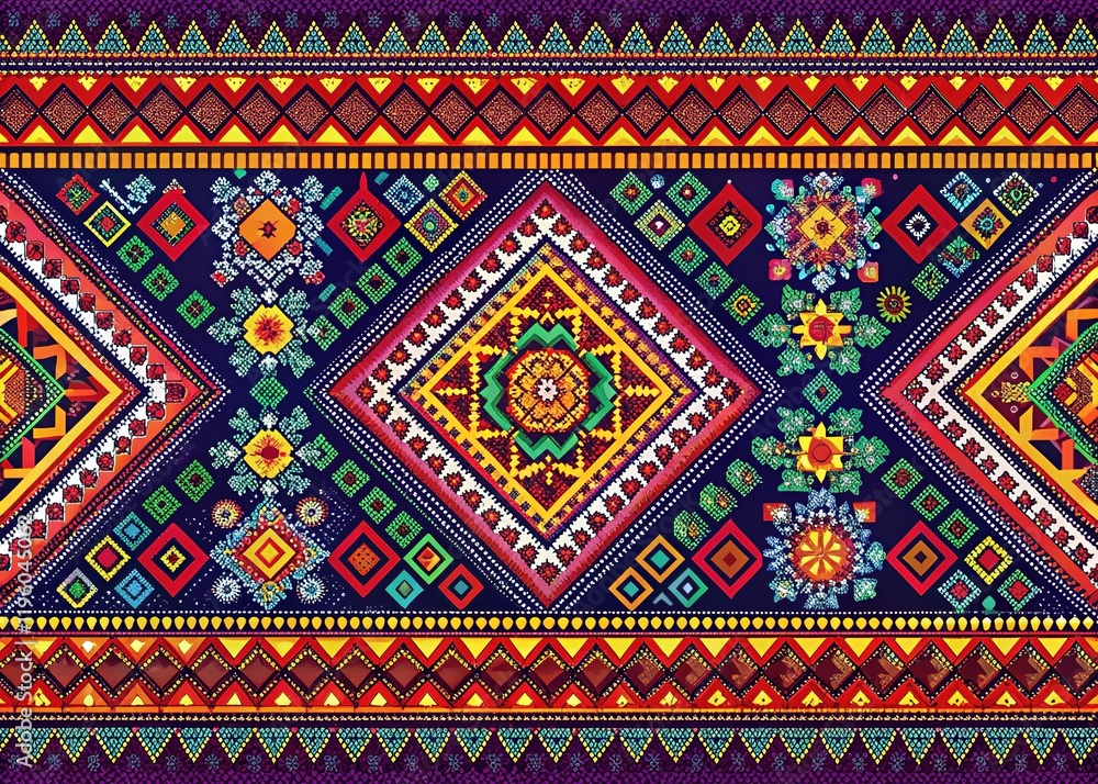 Digital Textile Borders: Geometric Design Art, Bright Sharp Colors, High-Resolution Prints Digital Textile Borders: Geometric Design Art, Bright Sharp Colors, High-Resolution Prints