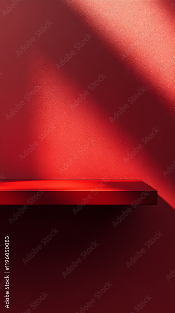 Obraz premium Red Shelf and Wall with Light