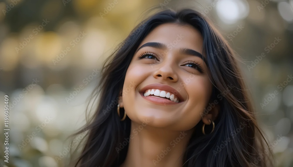 Potrait Of Young Indian Woman with Radiant Smile and Bright Eyes, Capturing Carefree Joy and Gentle Beauty With a Neutral Background Potrait Of Young Indian Woman with Radiant Smile and Bright Eyes, Capturing Carefree Joy and Gentle Beauty With a Neutral Background