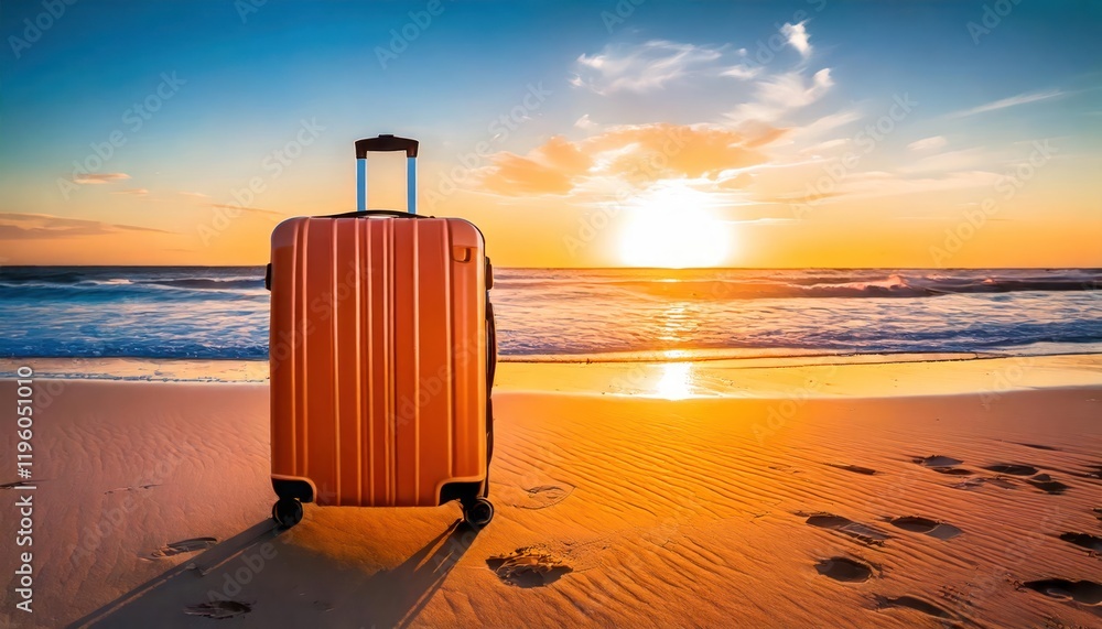 minimalist travel luggage bag in a radiant peach color, set against a pristine white background minimalist travel luggage bag in a radiant peach color, set against a pristine white background