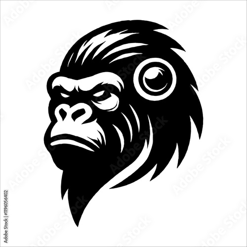 Vector illustration of monkey mascot logo with black outlet