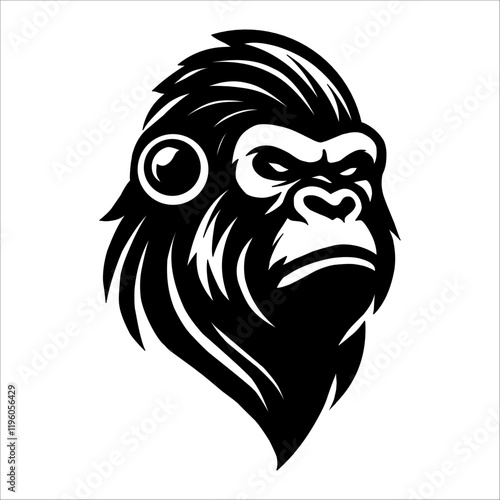 Vector illustration of monkey mascot logo with black outlet