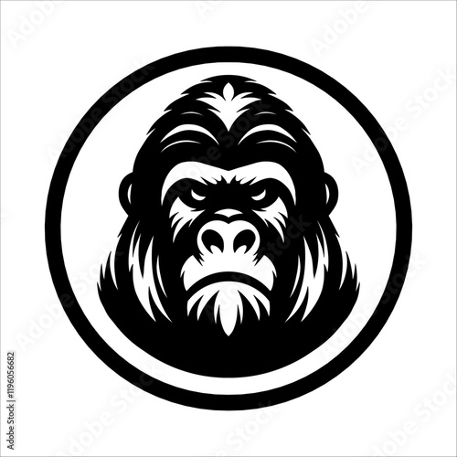 Vector illustration of monkey mascot logo with black outlet