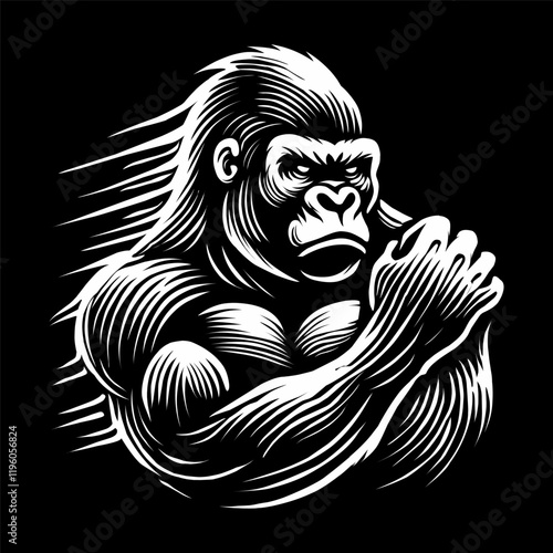 Half body monkey mascot vector illustration