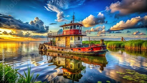 Abandoned Tugboat on Lake Pontchartrain, Louisiana - Rustic Beauty photo