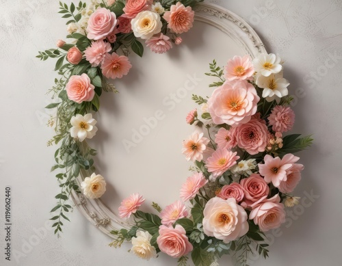 Artificial flowers arranged in a decorative wall with intricate details and pastel colors,  arrangement,  artificial,  pattern