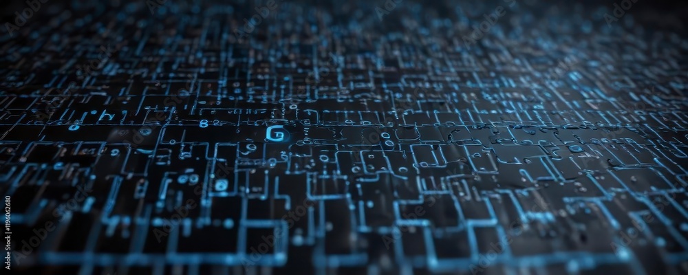 Obraz premium Black and blue stylized binary code network symbol , cyber security, computer systems, binary code