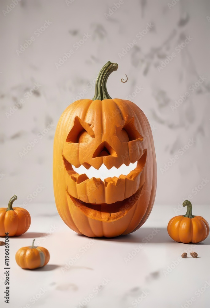 Happy pumpkin with jack-o-lantern design on white background, design, pumpkins, autumn Happy pumpkin with jack-o-lantern design on white background, design, pumpkins, autumn