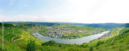 Panorama of Peisporter, vineyards, and the river 