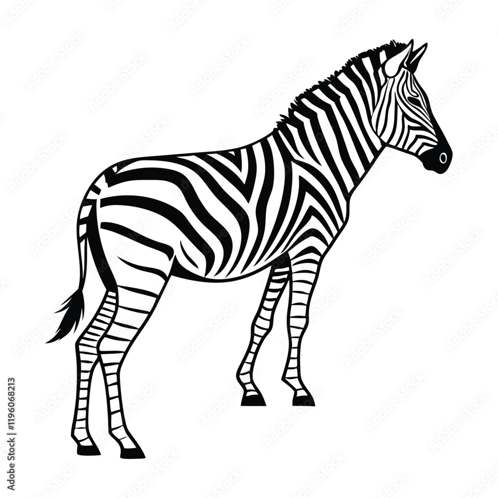 Fototapeta premium zebra silhouette vector on white background.
