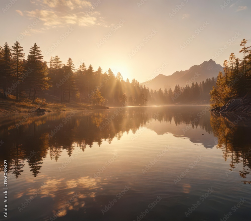 Shimmering gold foil background with subtle reflections of a serene lake at dawn, reflection, gold foil, scenery Shimmering gold foil background with subtle reflections of a serene lake at dawn, reflection, gold foil, scenery