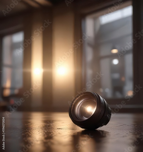 Soft focus lens with subtle light leak effect in a dimly lit room ,  soft focus,  grainy,  retro style