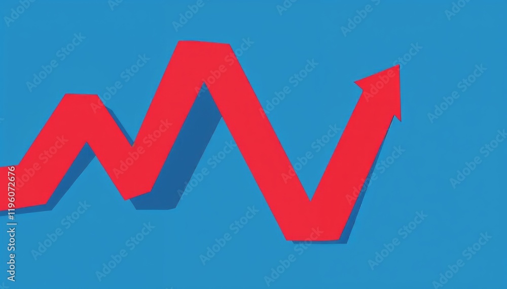 red zigzag path, white left arrows, blue background. Bold colors, geometric, flat art. Leadership, direction change, problem-solving, strategy red zigzag path, white left arrows, blue background. Bold colors, geometric, flat art. Leadership, direction change, problem-solving, strategy