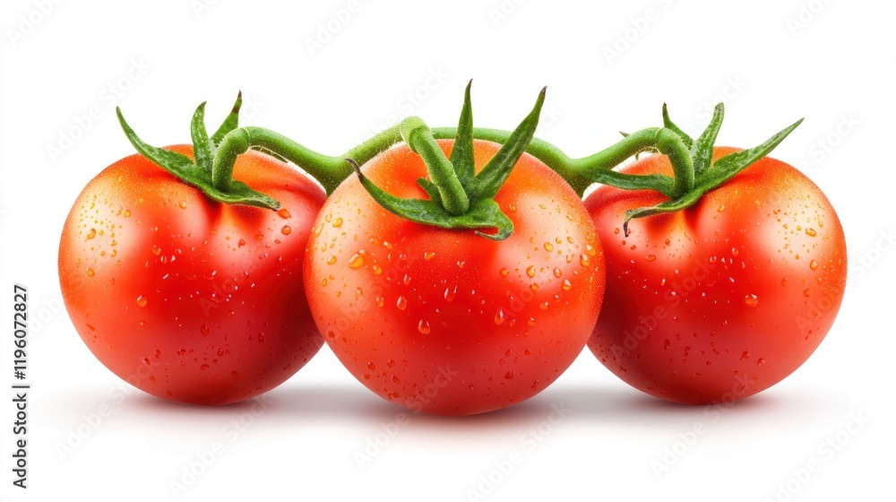 A realistic photo of tomatoes isolated on a white background A realistic photo of tomatoes isolated on a white background