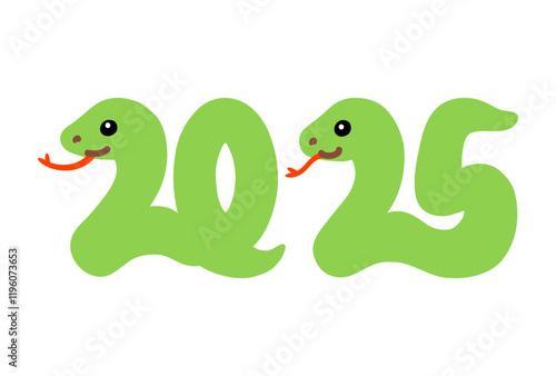 西暦2025年の巳年の蛇のカラーイラスト