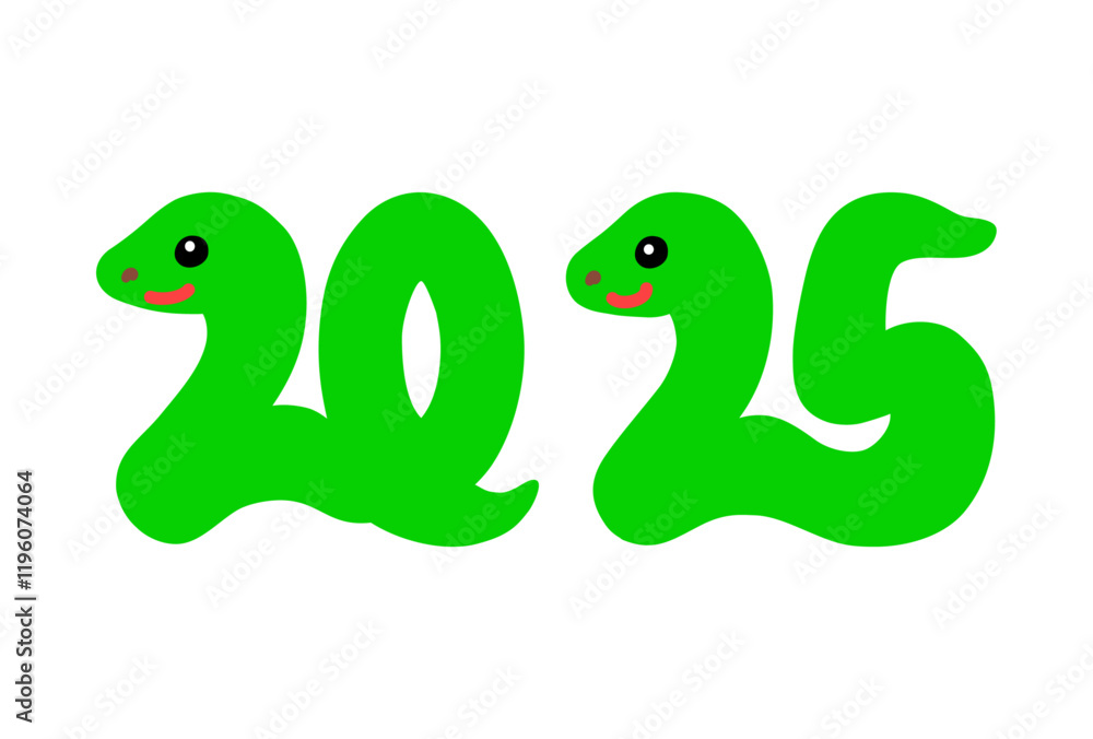 Fototapeta premium 西暦2025年の巳年の蛇のカラーイラスト