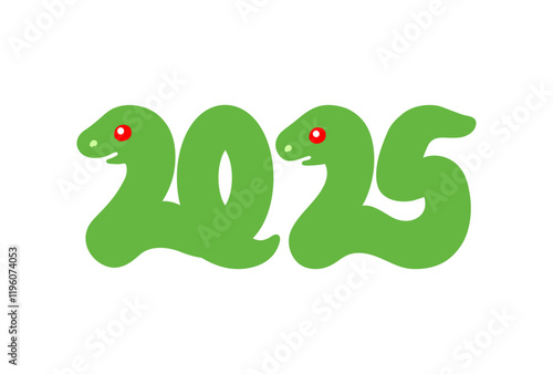 西暦2025年の巳年の蛇のカラーイラスト
