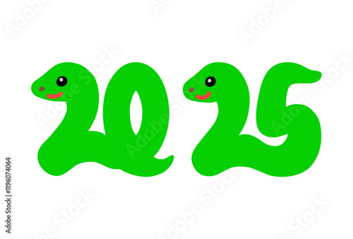 西暦2025年の巳年の蛇のカラーイラスト