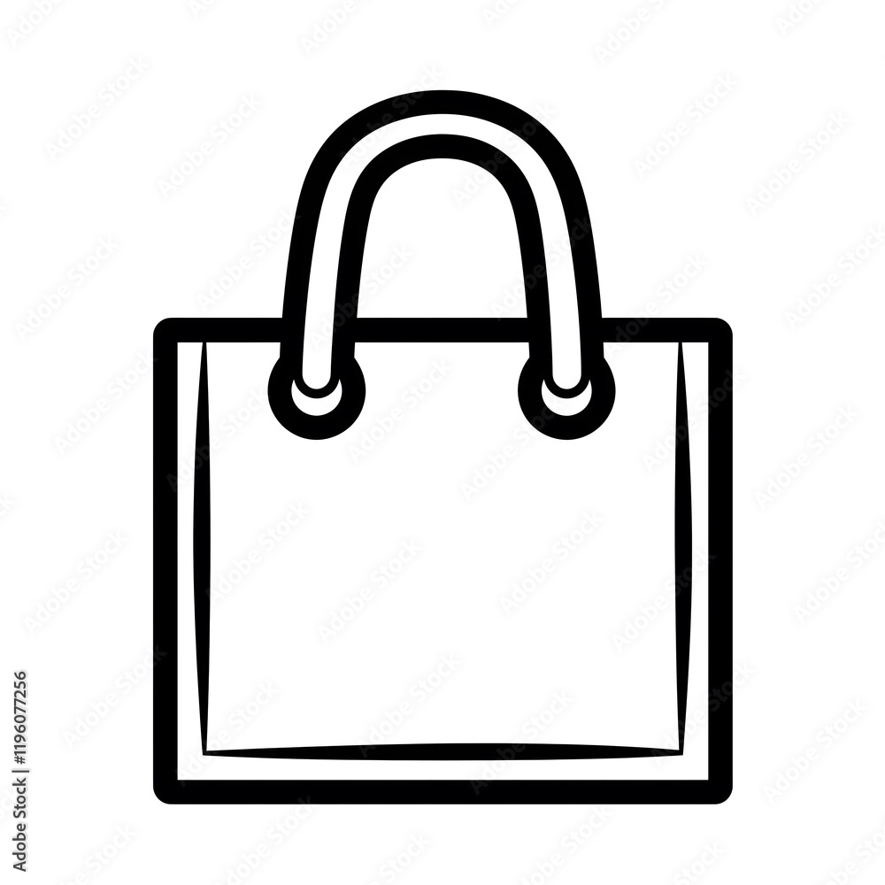 2D Tote Icon: Grocery Shopping Bag with Handles, Reusable and Environmentally-Friendly on White Background 2D Tote Icon: Grocery Shopping Bag with Handles, Reusable and Environmentally-Friendly on White Background