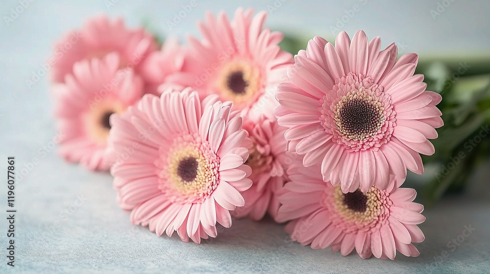 Softly Arranged Beautiful Pink Flowers on Subtle Background Softly Arranged Beautiful Pink Flowers on Subtle Background