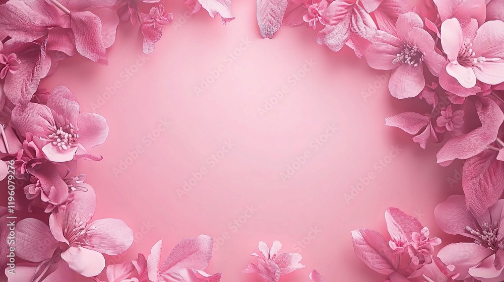 Delicate Pink Floral Frames with Ornate Borders on Soft Background Delicate Pink Floral Frames with Ornate Borders on Soft Background