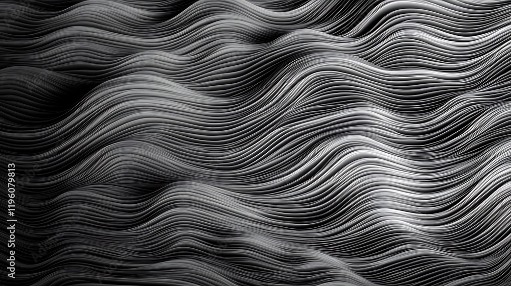 Abstract black and white wavy lines create a dynamic, flowing texture. Abstract black and white wavy lines create a dynamic, flowing texture.
