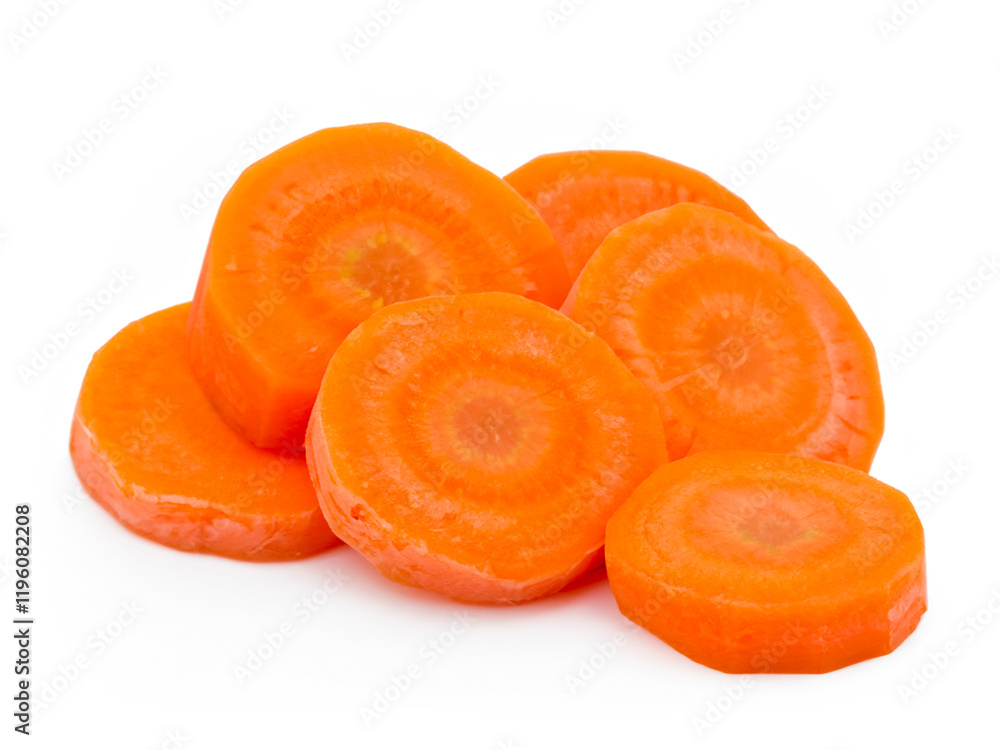 sliced carrots on white background. sliced carrots on white background.