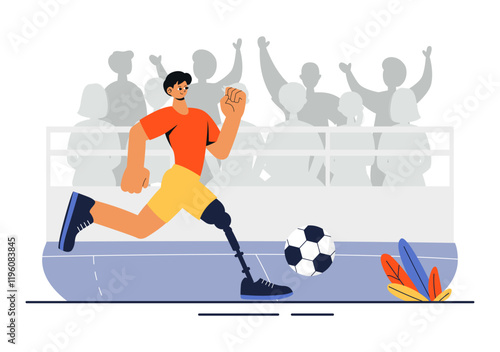 Sports for Disabled People Vector Illustration Featuring Sports Activities with Disabled Athletes, Promoting Diversity, Accessibility, and Equality