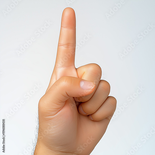 Hand gesture showing one finger raised, symbolizing 