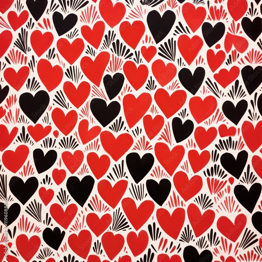 Fototapeta premium Kawaii hearts pattern line backgrounds.