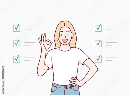 Task checklist, clipboard with to do list checkmark, task management to track work completion. Hand drawn style vector design illustrations.