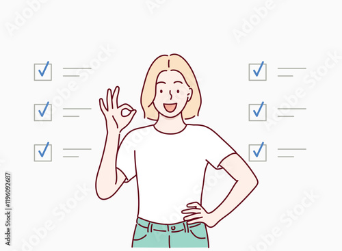 Task checklist, clipboard with to do list checkmark, task management to track work completion. Hand drawn style vector design illustrations.