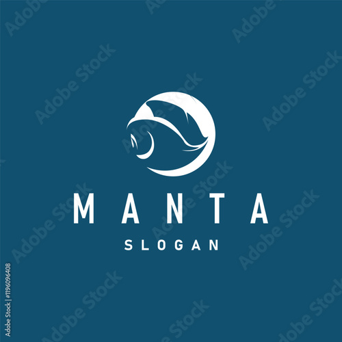 Bild auf Leinwand Stingray fish logo ocean animal design simple black manta silhouette illustratio