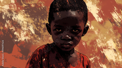 Child starvation and malnutrition in africa illustration, poor african boy, generative ai. starweave. illustration. Starweave. Illustration
