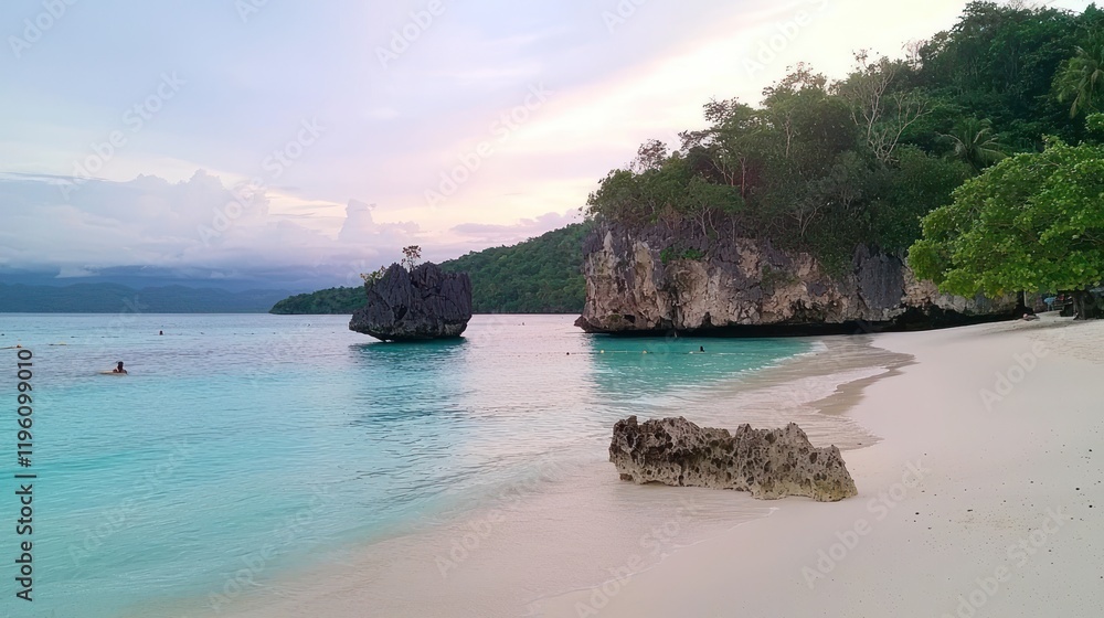 Naklejka premium Tranquil Tropical Beach at Sunset