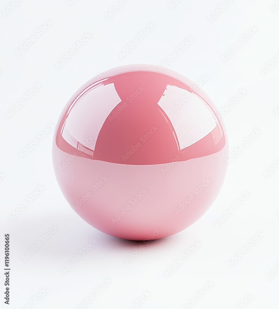 Obraz premium Pink glossy sphere on white background.