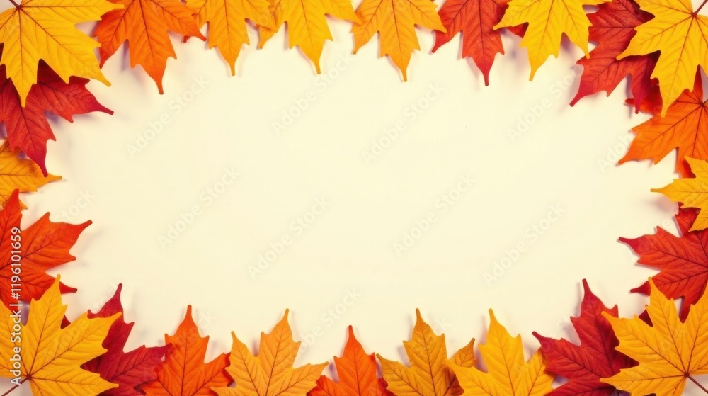 Autumnal foliage frame with blank space for text or design elements perfect for seasonal greetings or announcements Autumnal foliage frame with blank space for text or design elements perfect for seasonal greetings or announcements