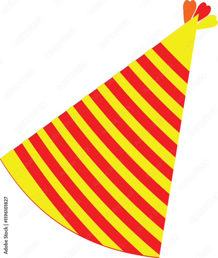 New Year's hat 2025 vector illustration for the new year in YELLOW and RED New Year's hat 2025 vector illustration for the new year in YELLOW and RED
