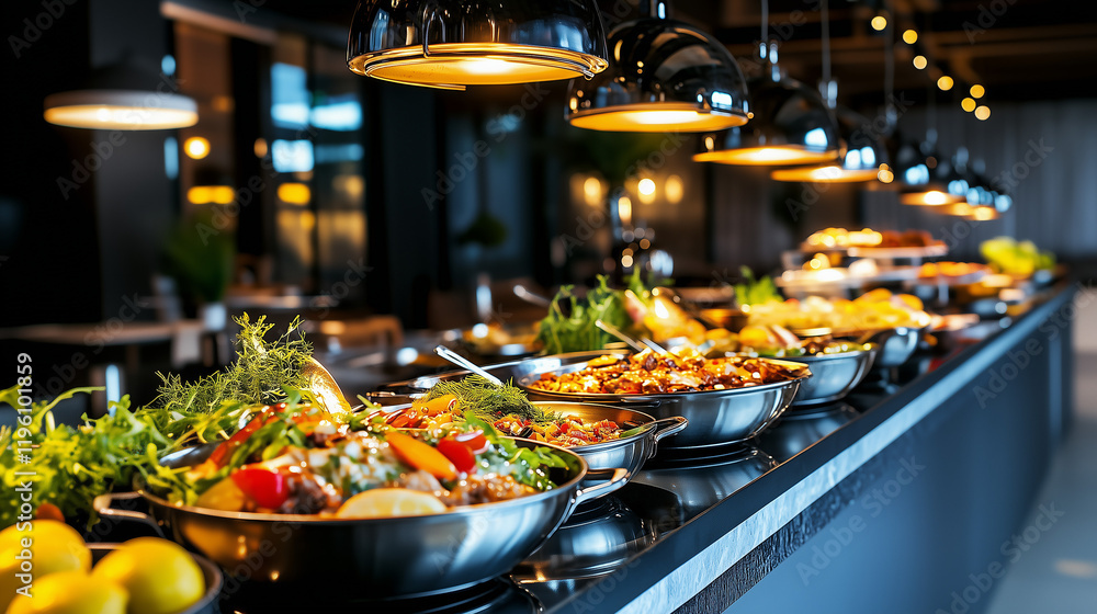 Fototapeta premium Elegant Buffet Spread with Gourmet Dishes.