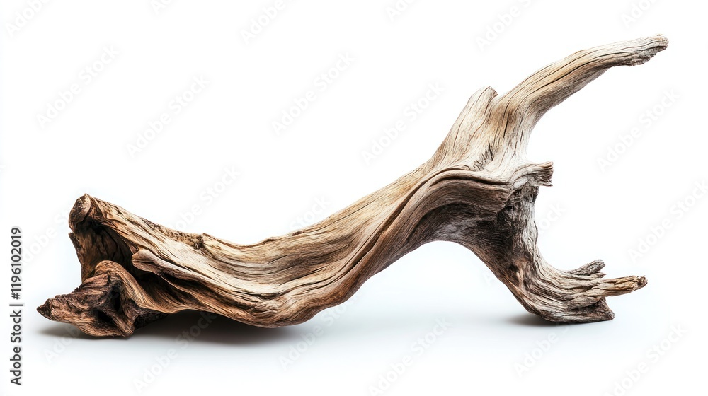 Obraz premium Driftwood Branch on a White Background