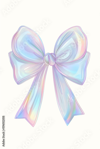 Large iridescent bow with pastel colors representing celebration and festivity