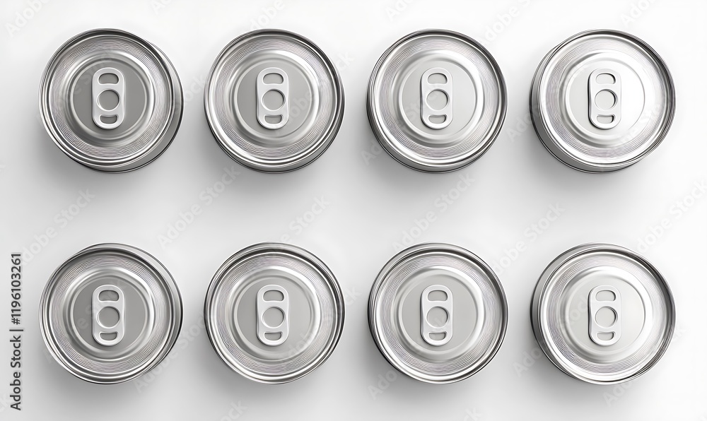 Sleek Silver Food Cans: A Minimalist Grid Composition Sleek Silver Food Cans: A Minimalist Grid Composition