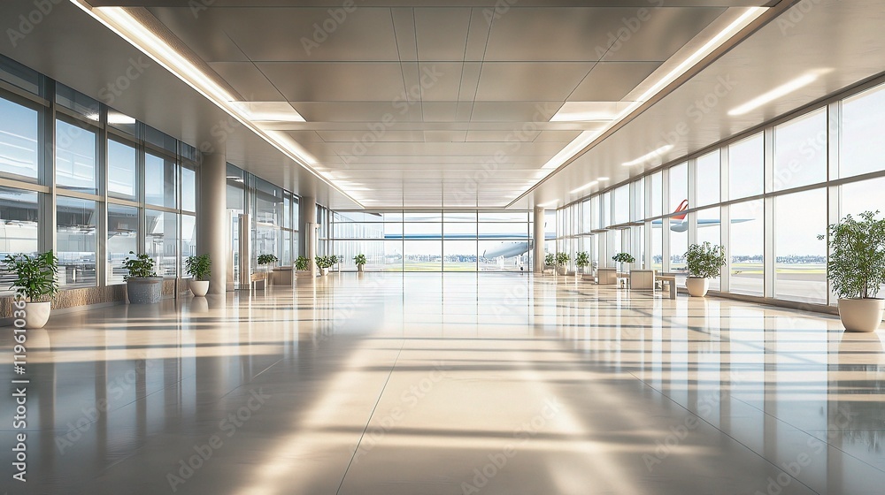 Modern 3D Rendering of an Airport Business Hall Interior Design Modern 3D Rendering of an Airport Business Hall Interior Design