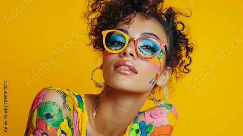 Vibrant Summer Fashion: A Colorful Portrait of a Woman photo